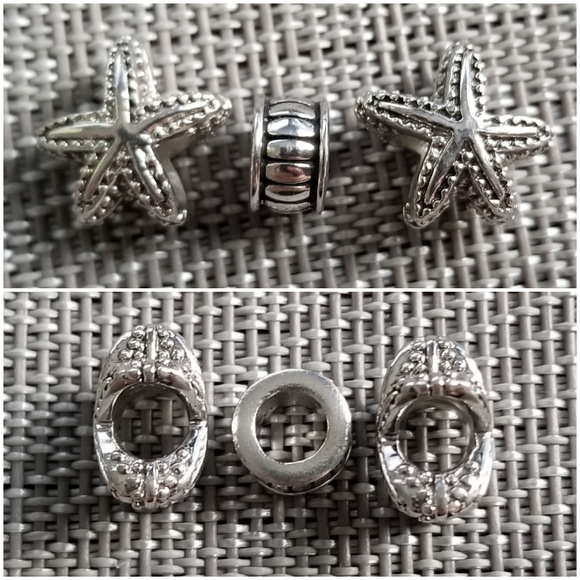 Sterling Silver Starfish Charm Beads - Fits Pandora Jewelry - Picture 1 of 5